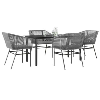 5-delige Tuinset met kussens poly rattan glas grijs