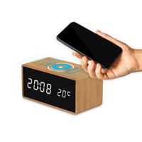 FlinQ Bamboe Draadloze QI Wekker - Digitale wekker - thumbnail