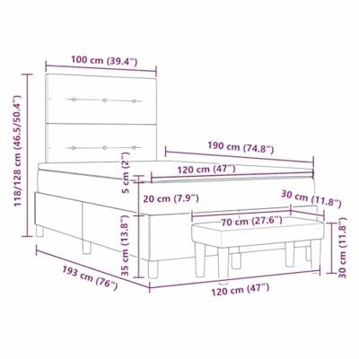 Boxspring bed met matras met hoofdeinde Zwart 120 x 190 cm Stof