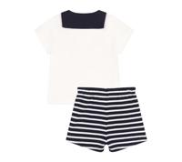 Een baby 2-delige set PETIT BATEAU met een trui met een col. marineblauw - thumbnail