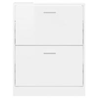 VidaXL Schoenenkast 59x17x81 cm bewerkt hout hoogglans wit - thumbnail
