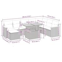 9-delige Loungeset met kussens poly rattan grijs - thumbnail