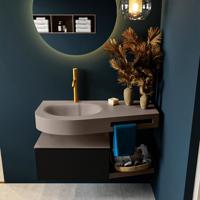 MONDIAZ RIVA 100cm badmeubel onderkast / planchet kleur Urban met 1 lade. Wastafel DULCET links 1 kraangat kleur Smoke. - thumbnail