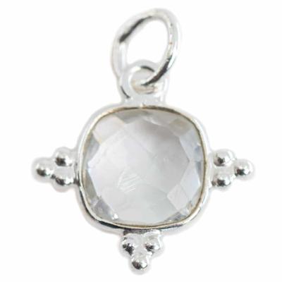 Edelsteen Hanger Bergkristal Vierkant - Zilver - 8 mm Edelsteen Hanger Bergkristal Vierkant - Zilver - 8 mm