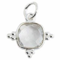 Edelsteen Hanger Bergkristal Vierkant - Zilver - 8 mm - thumbnail