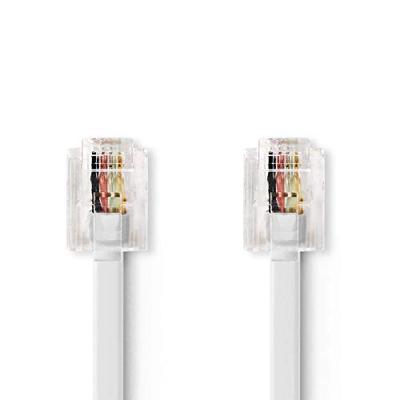 Telecomkabel | RJ11 (6P4C) Female - RJ11 (6P4C) Female | Plat | 5,00 m | Wit