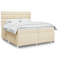 Boxspring met matras stof crèmekleurig 200x200 cm - thumbnail