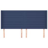 Hoofdbord met randen 203x16x118/128 cm stof blauw - thumbnail