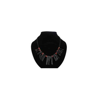 Edelstenen Ketting Koraal Zwart met Koraal Rood