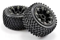 Fastrax Stinger banden op zwarte 8-spaaks velgen - 1/16 E-Revo, Summit, Savage XS - thumbnail