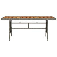 Tuintafel 160x70x72 cm poly rattan en massief acaciahout grijs - thumbnail
