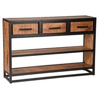 LABEL51 Sidetable 'Chili' Zwart Mangohout, 115cm - thumbnail