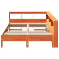 Bed met boekenkast zonder matras grenenhout wasbruin 140x190 cm - thumbnail
