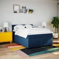 Boxspring met matras stof blauw 140x190 cm - thumbnail