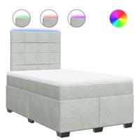 Boxspring met matras fluweel lichtgrijs 120x190 cm - thumbnail