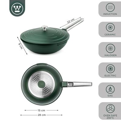 Westinghouse Wokpan Performance Gracious Green ø 28 cm - standaard anti-aanbaklaag
