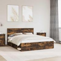 Bedframe Gerookt eiken 160 x 200 cm Massief grenenhout - thumbnail