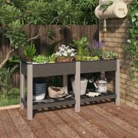 VidaXL Plantenbak verhoogd met schap 150x50x75 cm hkc grijs - thumbnail