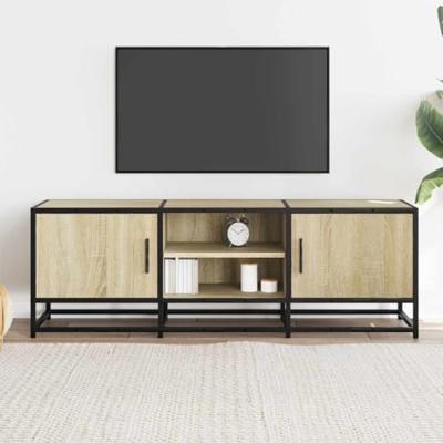 Tv-meubel 120x35x41 cm bewerkt hout metaal sonoma eikenkleurig