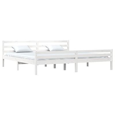Bedframe massief hout wit 200x200 cm Bedframe massief hout wit 200x200 cm