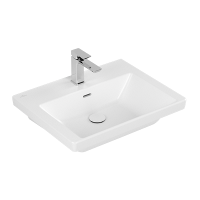 Wastafel Villeroy & Boch Subway 3.0 Met CeramicPlus 1 Kraangat Met Overloop 60x47x16.5 cm Stone White Villeroy & Boch