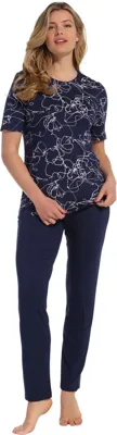 Capri dames pyjama Korte mouw - Blue Flower - Viscose