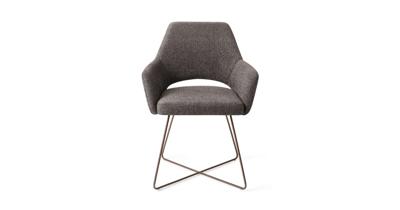 Jesper Home Eetkamerstoel 'Yanai' Cross Rose Gold, kleur Amazing Grey Jesper Home Eetkamerstoel 'Yanai' Cross Rose Gold, kleur Amazing Grey