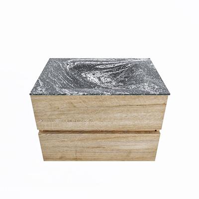 MONDIAZ VICA-DLUX 70cm badmeubel onderkast Washed Oak 2 lades. Inbouw wastafel CLOUD midden 1 kraangat, kleur Lava.