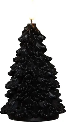 Kaars kerstboom wax led 3d vlam op batterij met timer d8.5h15 cm zwart Anna's Collection - Annas collection