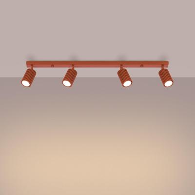 Plafondlamp KARBON 4L rood oker