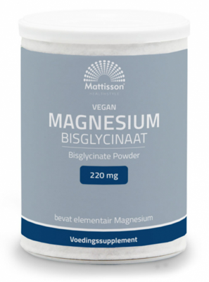 Mattisson Magnesium bisglycinaat poeder 11% elem magnesium 200 Gram
