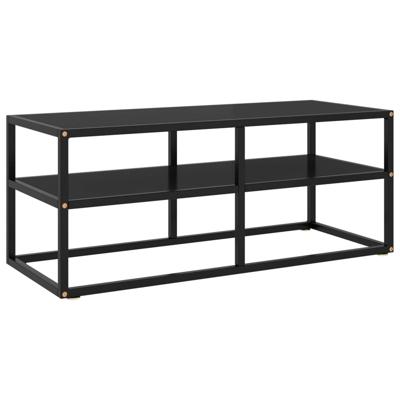 VidaXL Tv-meubel met zwart glas 100x40x40 cm zwart
