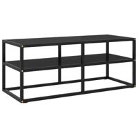 VidaXL Tv-meubel met zwart glas 100x40x40 cm zwart - thumbnail