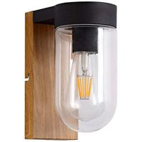 BRILLIANT Wandlamp voor Buiten CABAR - E27 - 1x40W - Donker hout en zwarte kleuren - thumbnail