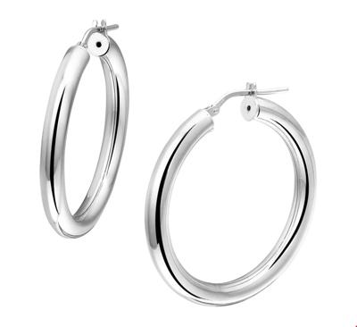 TFT Creolen Ronde Buis Zilver Gerhodineerd Glanzend 4 mm x 35 mm