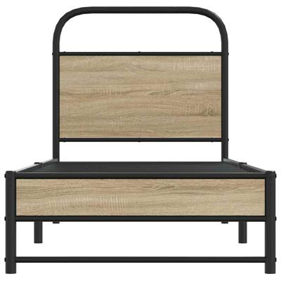 Bedframe zonder matras metaal gerookt eikenkleurig 180x200 cm - thumbnail
