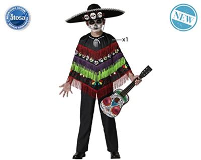 Kostuums voor Kinderen Zwart Skelet Poncho - Maat: 10-12 Jaar - Maat: 10-12 Jaar