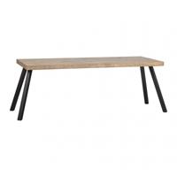 WOOOD Eettafel 'Tablo' Mangohout Visgraat, met 2-standen poot, 180 x 90cm - thumbnail