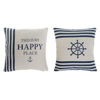 Kussen Home ESPRIT Wit Marineblauw 45 x 10 x 45 cm (2 Stuks) - thumbnail