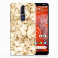 Nokia 3.1 Plus TPU Siliconen Hoesje Marmer Goud - thumbnail