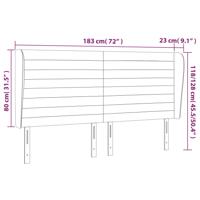 Hoofdbord met randen 183x23x78/88 cm fluweel lichtgrijs - thumbnail