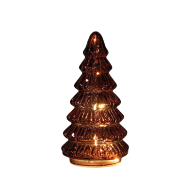 Kerstboompje glas 10led op batterij met timer 18.5x9.5 cm bordeaux Anna's Collection - Annas collection