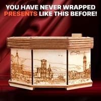 ESC WELT Wooden Secret Maze Box, creatieve geschenkdoos voor geld, waardebonnen, cadeaubonnen, cadeaubonnen, cadeaubonnen, cadeaubonnen, 3D-houten doosspel, geschenkraadselspel, geschenkdoos voor - thumbnail