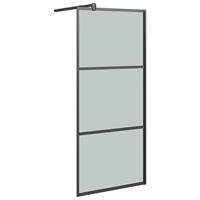 VidaXL Inloopdouchewand 90x195 cm donker esg-glas zwart - thumbnail