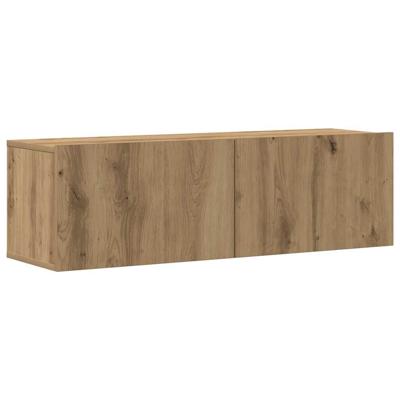 6-delig Tv-meubelset wandmontage bewerkt hout artisanaal eiken - thumbnail