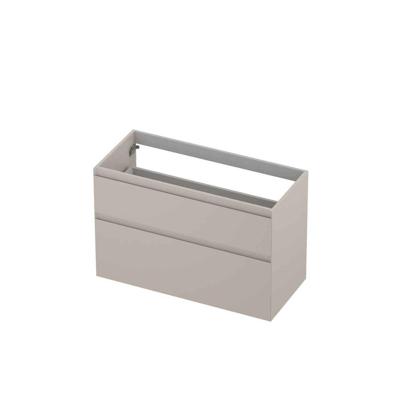 INK - Onderkast 2 Laden Greeploos Gelakt 45gr A-symmetrisch - 1000x450x650 Mm - Mat Kasjmier Grijs
