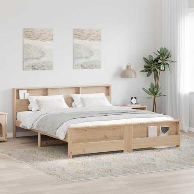 Bedframe met hoofdeinde Bruin 180 x 200 cm Massief grenenhout
