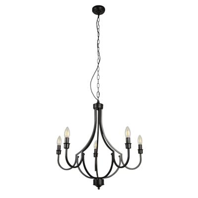 Searchlight Klassieke hanglampLodge 5-lichts zwart - 82915-5BK