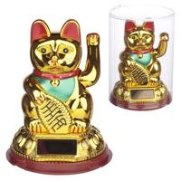 Goudkleurige Maneki Neko Gelukskat Zonnecel Solar Pal Figuur - thumbnail