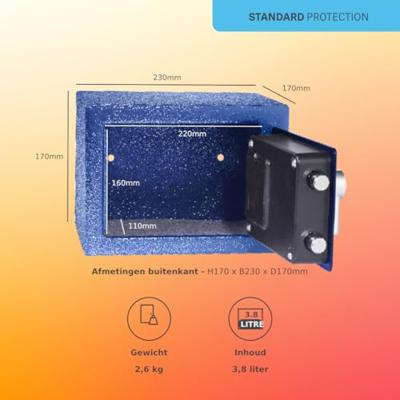 Yale YSV/170/DB2/B Vrijstaande kluis 3,8 l Staal Blauw